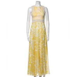 Badgley Mischka Floral, Maxi Dress, Yellow & White, US0 (NWOT)